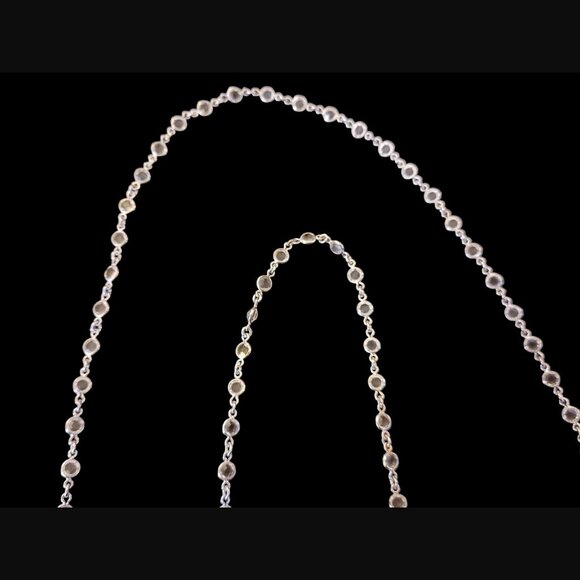 Banana Republic Silver Tone Clear Bezel Rhinestone 35" Long Necklace - Picture 6 of 6